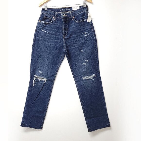 NWT Old Navy Womens Mid Rise Button Fly Slouchy StraightLeg Jeans Sz 4 - Picture 1 of 11